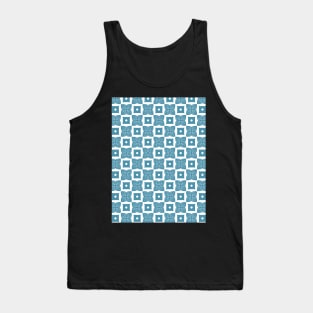 Blue floral and rectangle pattern Tank Top